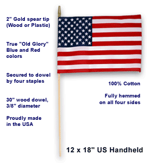 Cemetery flag 12"x18" on 30" wooden dowel