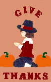 give thanks decorative banner, pilgrim boy praying