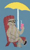 Lounge Bear appliqued banner