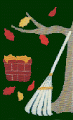 Tree and Rake appliqued banner