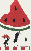 Watermelon Ant appliqued banner