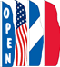 feather shaped attention flags, 26" by 12' tall