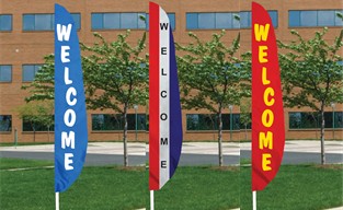 Welcome feather flags styles.