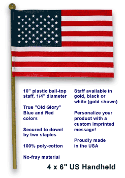 handheld US flag 4" x 6"