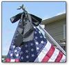 mourning bow for indoor or short staff flag set where flag cannot be lowered to half staff
