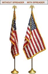 indoor flag set with and without spreader