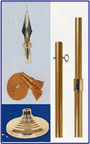 Texas state flag set pole, stand, ornament and tassel and cord